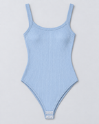 SECOND — Ribbed bodysuit with wide straps — front view