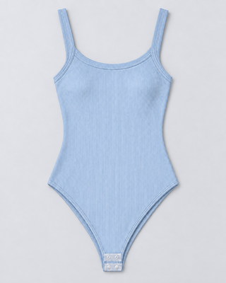 SECOND — Ribbed bodysuit with wide straps — front view