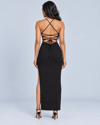 SENS — Strappy maxi dress with slit — back view