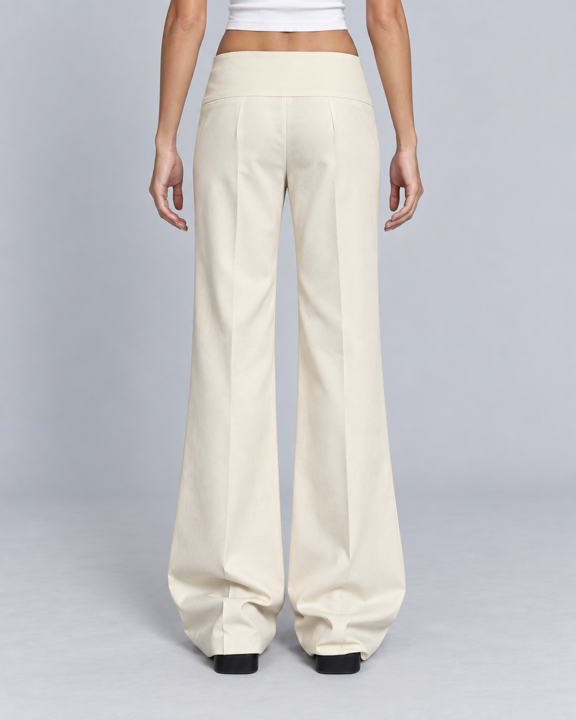 SIENNA — Wide-leg button-tab trousers — back view