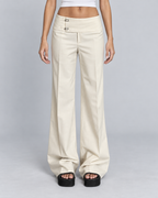 SIENNA — Wide-leg button-tab trousers — front view