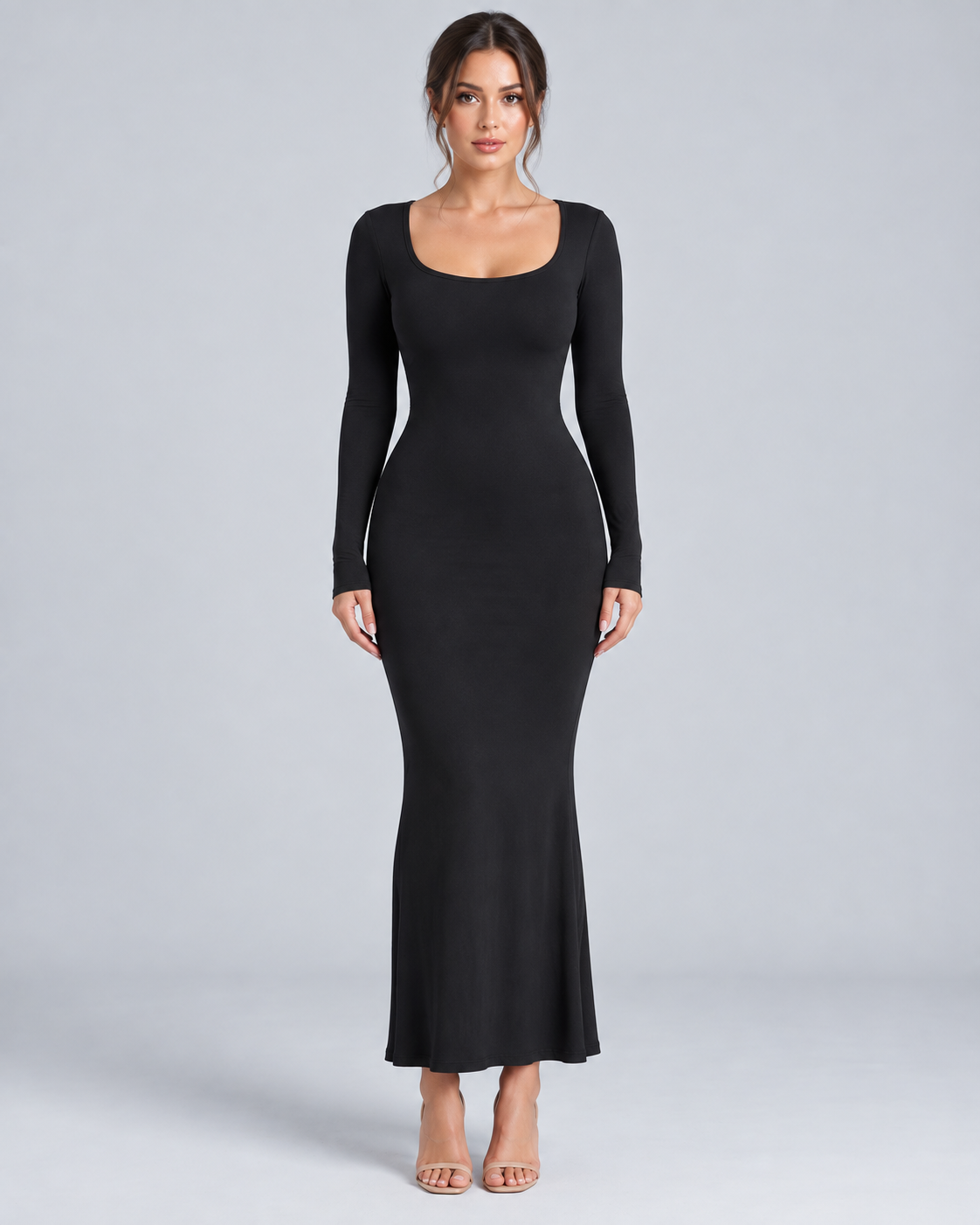 SILHOUETTE — Fitted long-sleeve maxi dress — front view