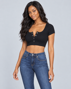 SNAP — Button-front crop top — front view