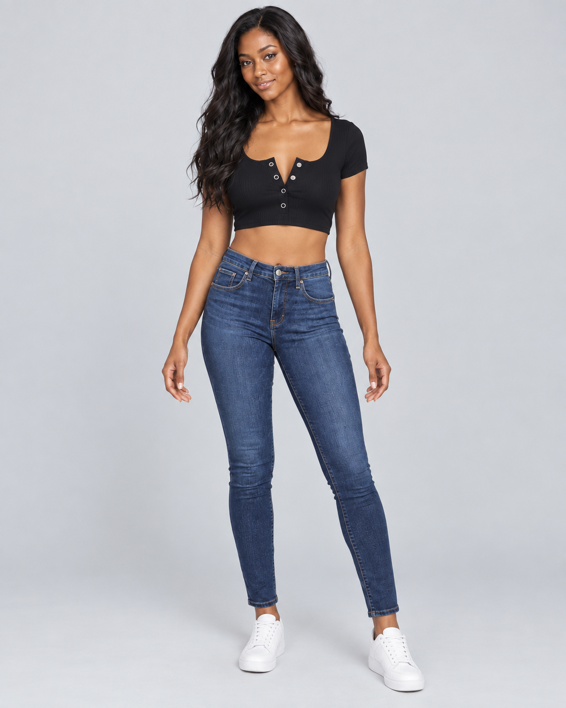 SNAP — Button-front crop top — front view