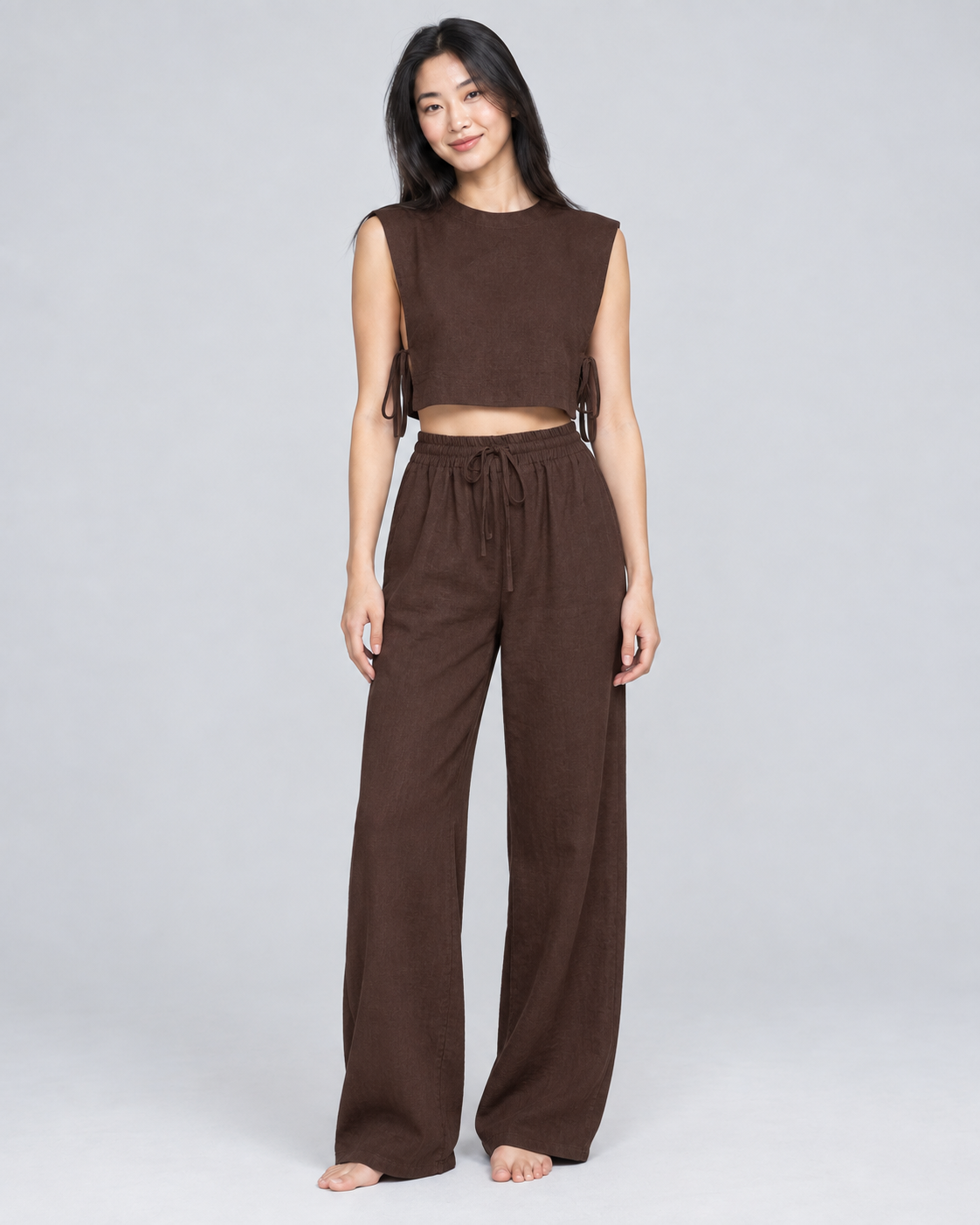 SOLSTICE — Top and wide-leg trousers set — front view