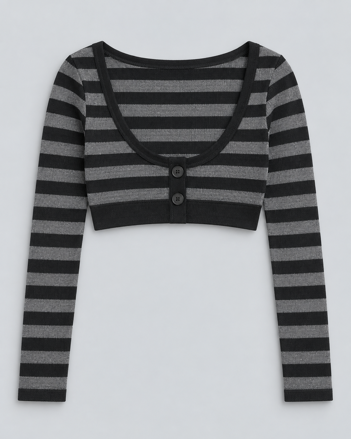 STATIC — Striped button-front crop top