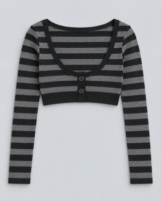 STATIC — Striped button-front crop top