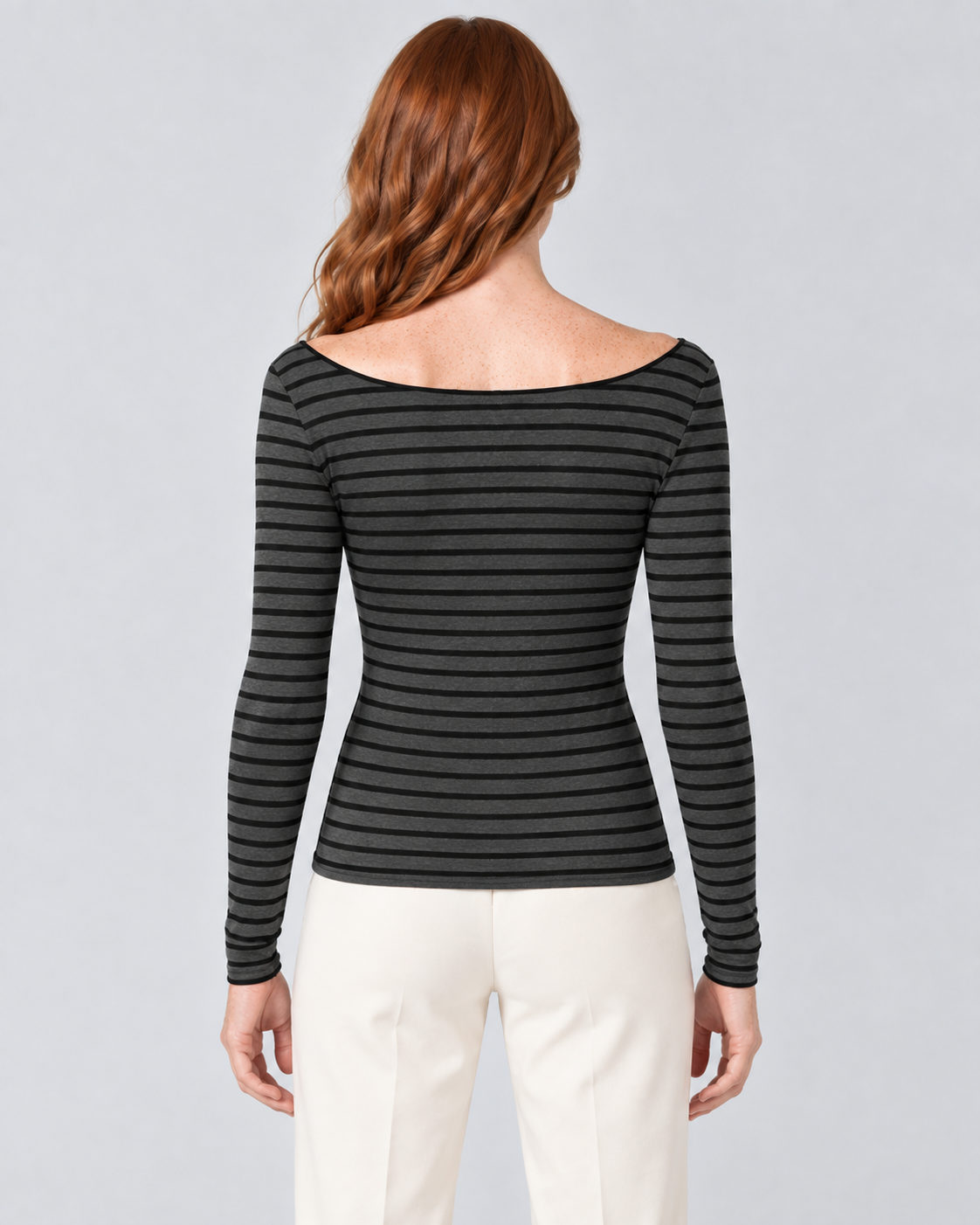 STRIPE — Long-sleeve striped top — back view