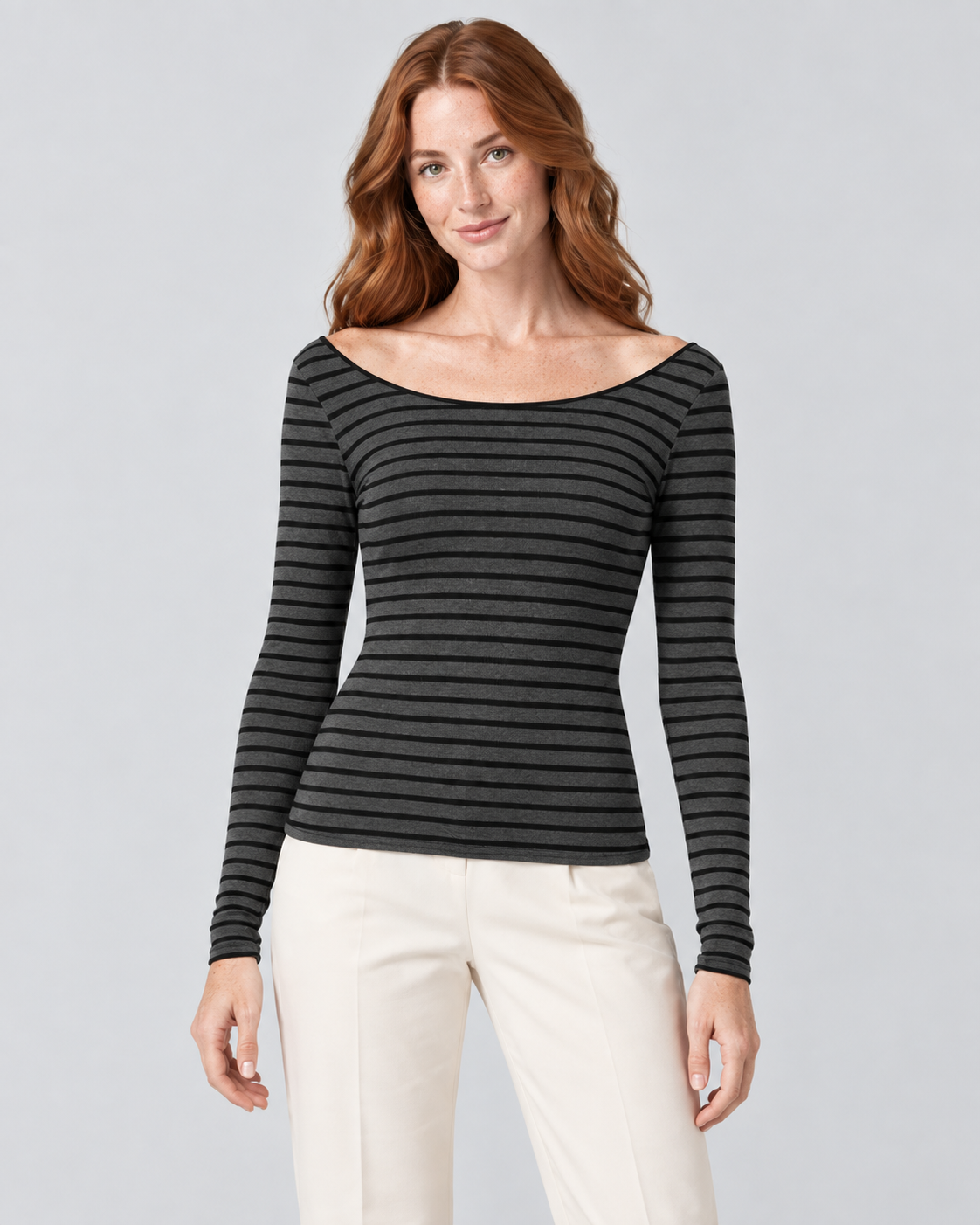 STRIPE — Long-sleeve striped top — front view