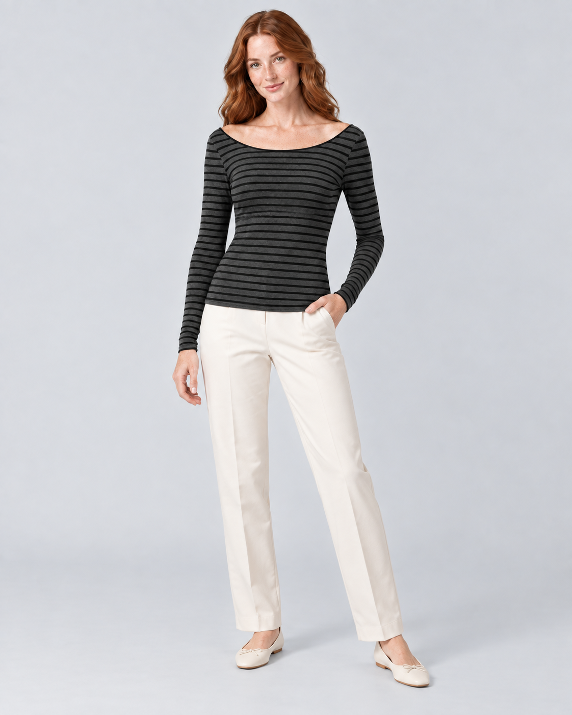 STRIPE — Long-sleeve striped top