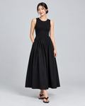 ADELE — Flared midi dress with pockets — front view