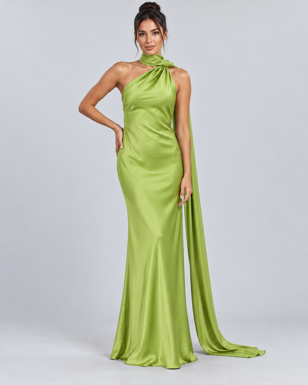 AURA — Satin-effect scarf maxi dress