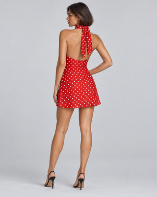 DOT — Polka-dot mini dress — back view