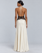 MUSE — Lace-panel halterneck maxi dress — back view
