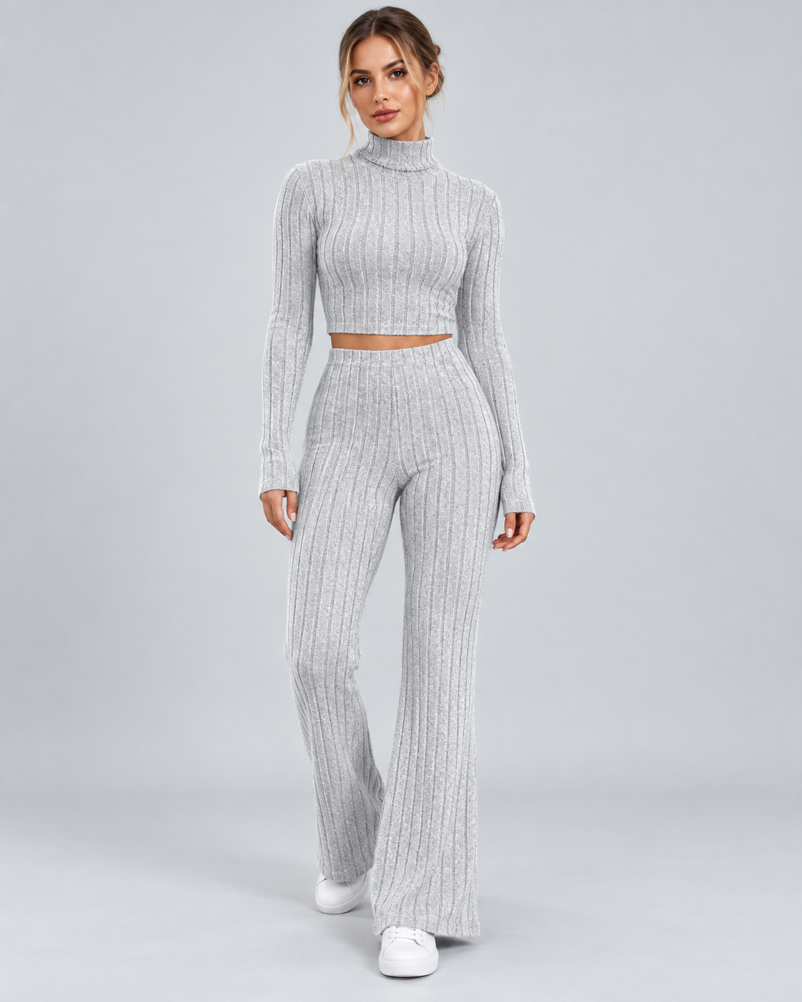 TRICOT — Knit top and trousers set — front view