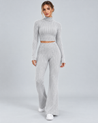 TRICOT — Knit top and trousers set — front view