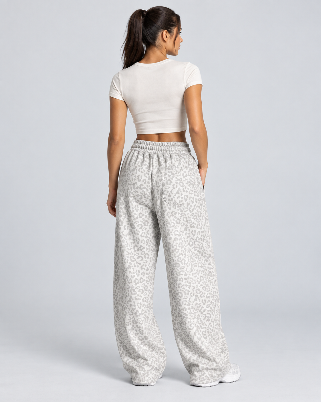 WILD — Wide-leg leopard-print trousers — back view