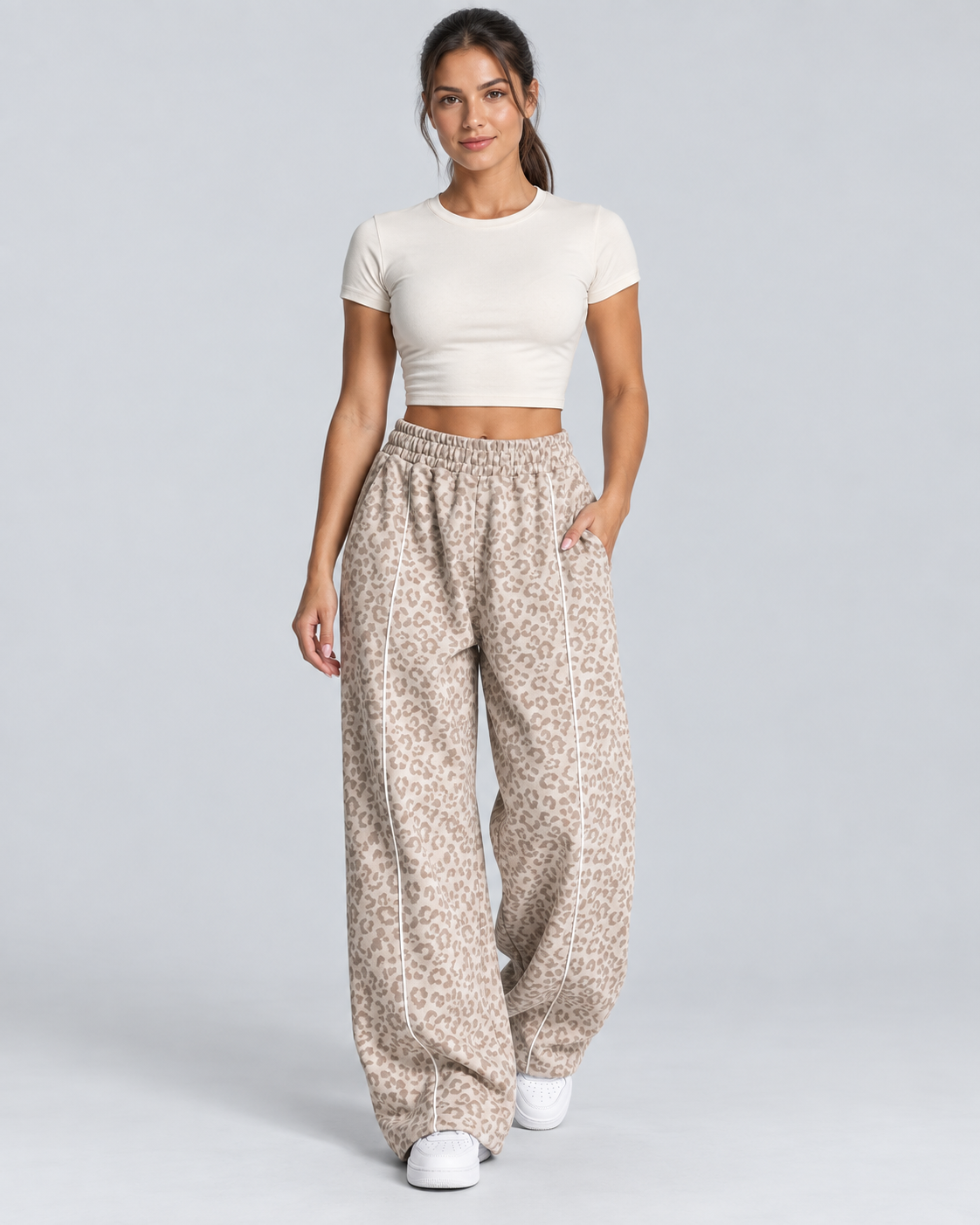 WILD — Wide-leg leopard-print trousers — front view