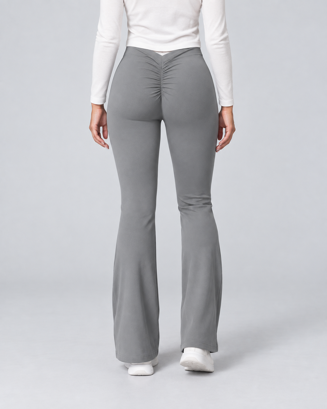 V — Flared pants with V-shaped waist — back view