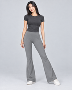 V — Flared pants with V-shaped waist