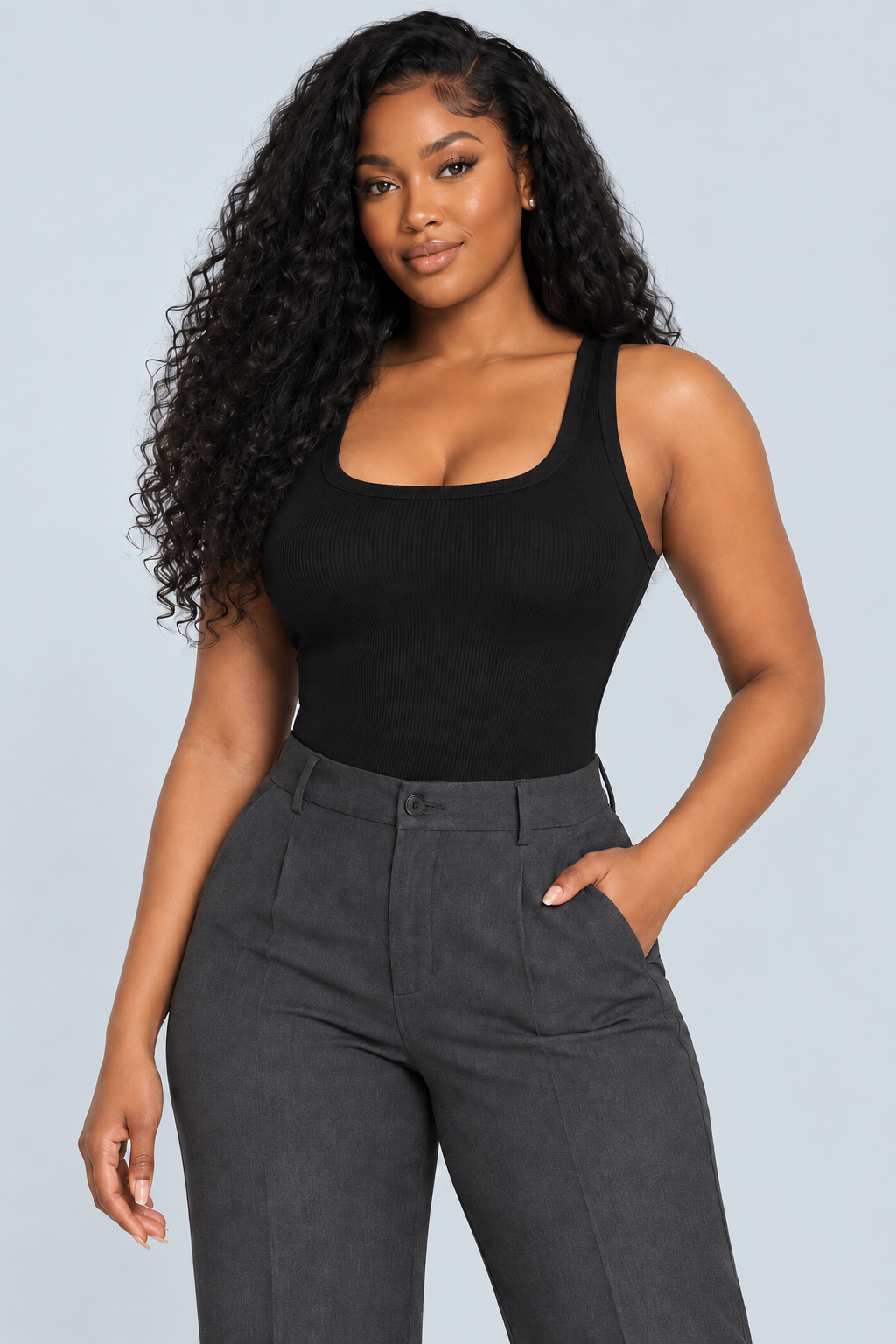 VELA — Halter bodysuit with side cut-outs — front view