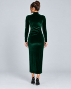 VELVET — Ruched velvet dress — back view