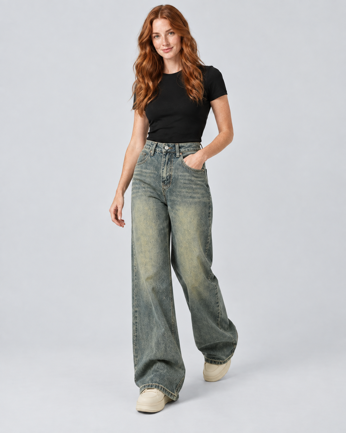 VINTAGE — Relaxed washed jeans