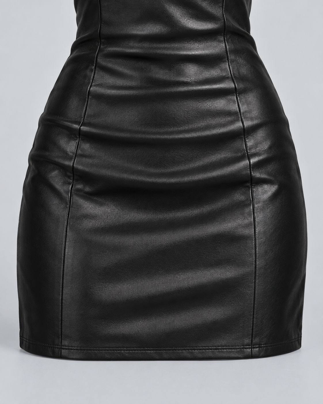 VINYL — Leather-look strapless mini dress