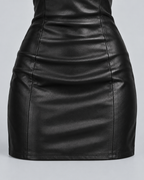 VINYL — Leather-look strapless mini dress