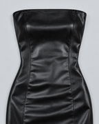 VINYL — Leather-look strapless mini dress