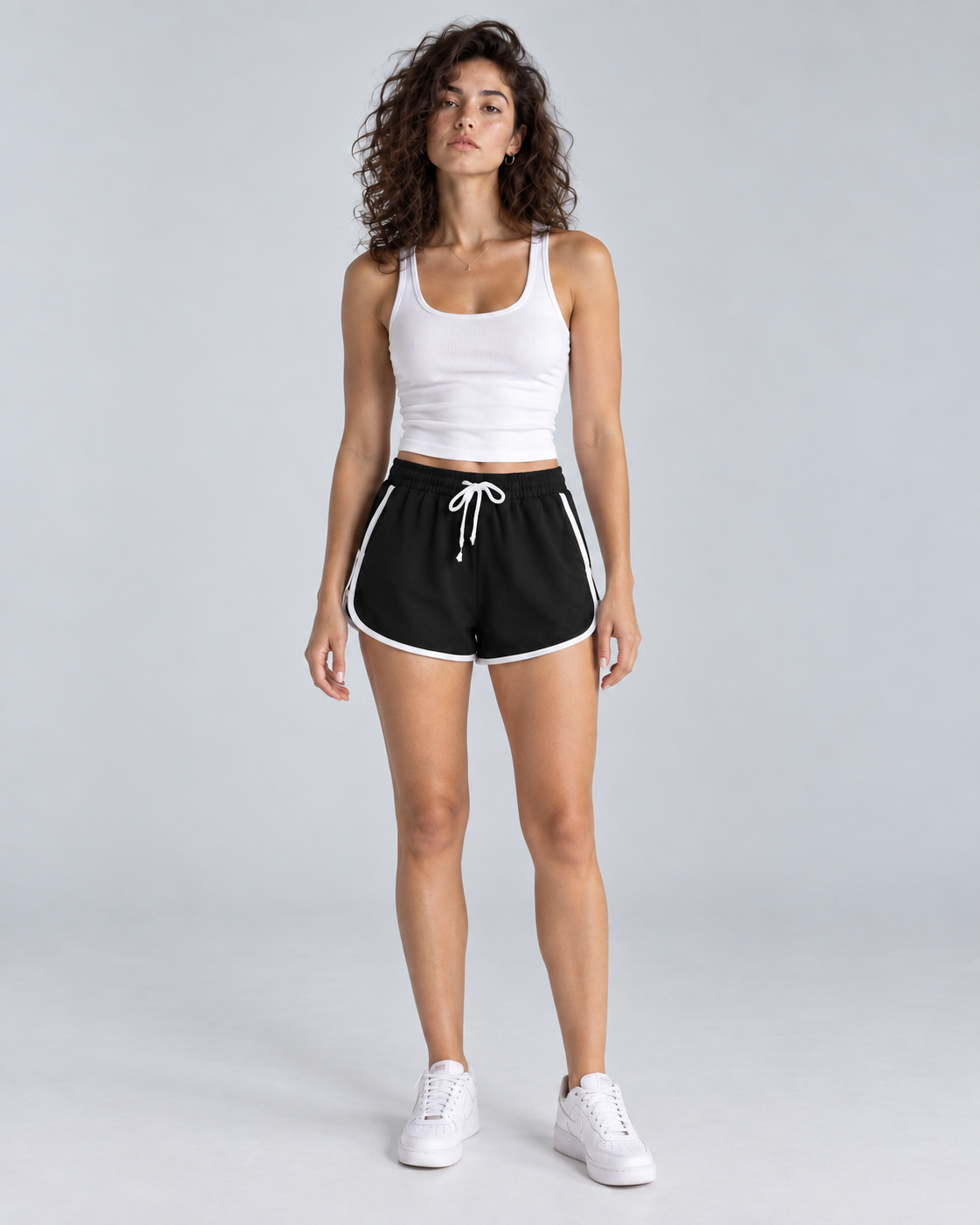 WEEKEND — Drawstring shorts with contrast piping — front view