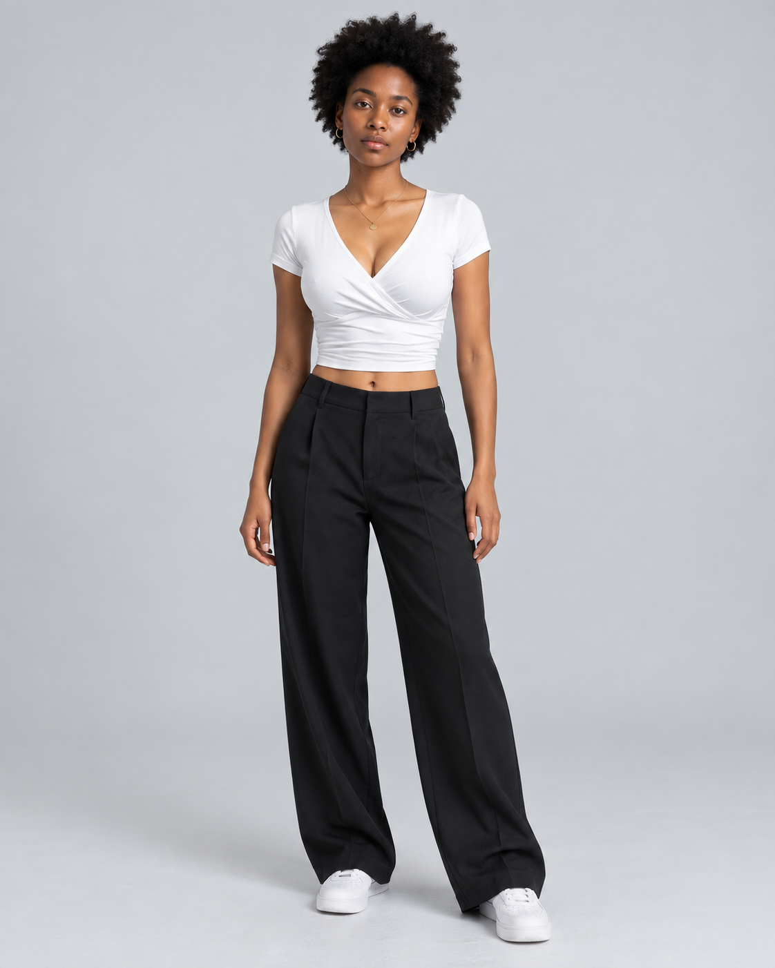 WRAP — V-neck wrap crop top — front view