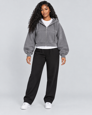 ZIP — Cropped zip hoodie — front view